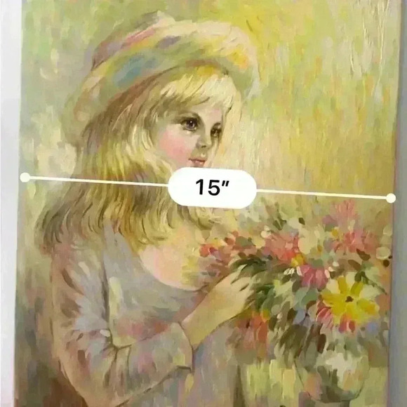 Original Handmade painting By Roy Austin Blonde girl with Flowers - Picture 12 of 12